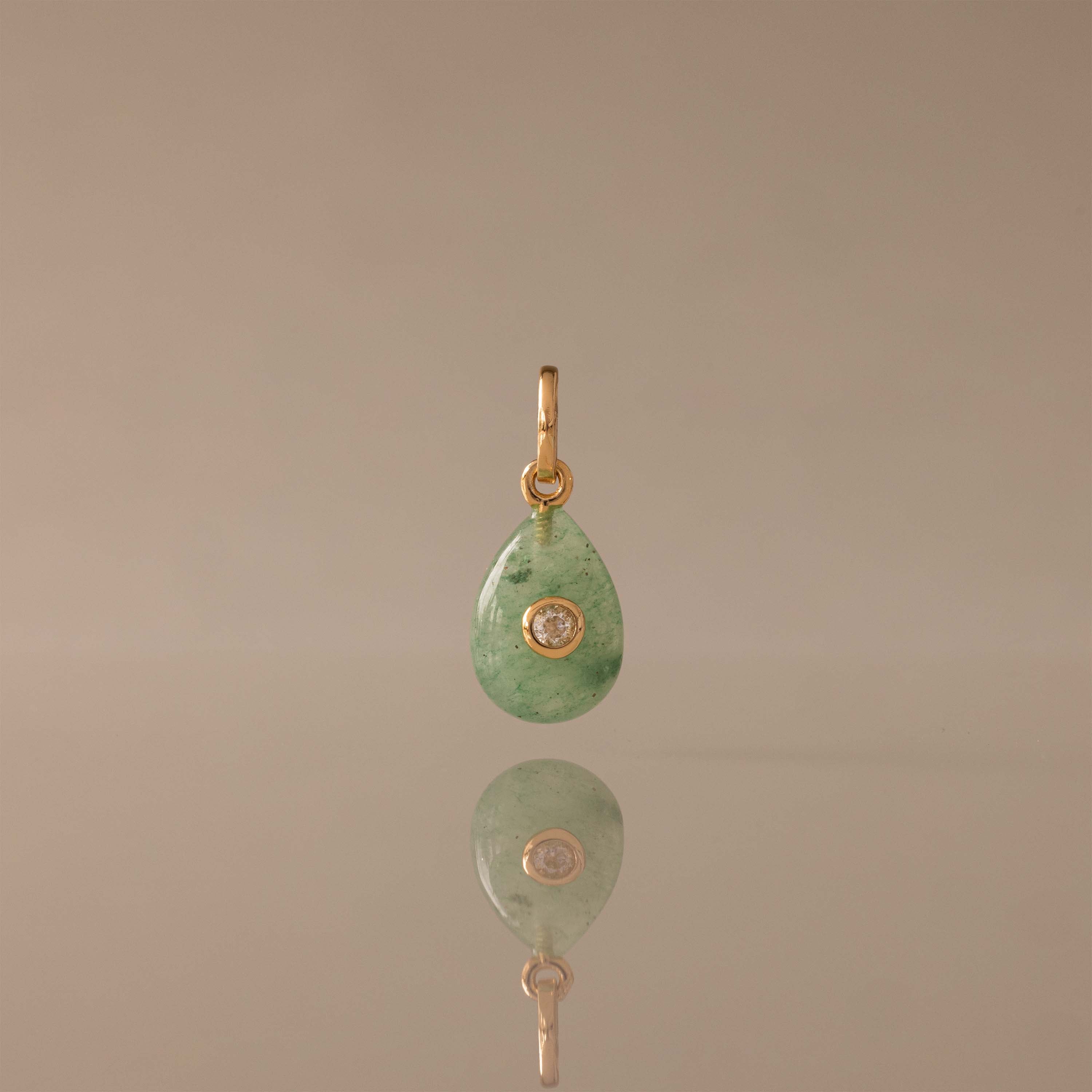 Jade Diamond Drop Charm