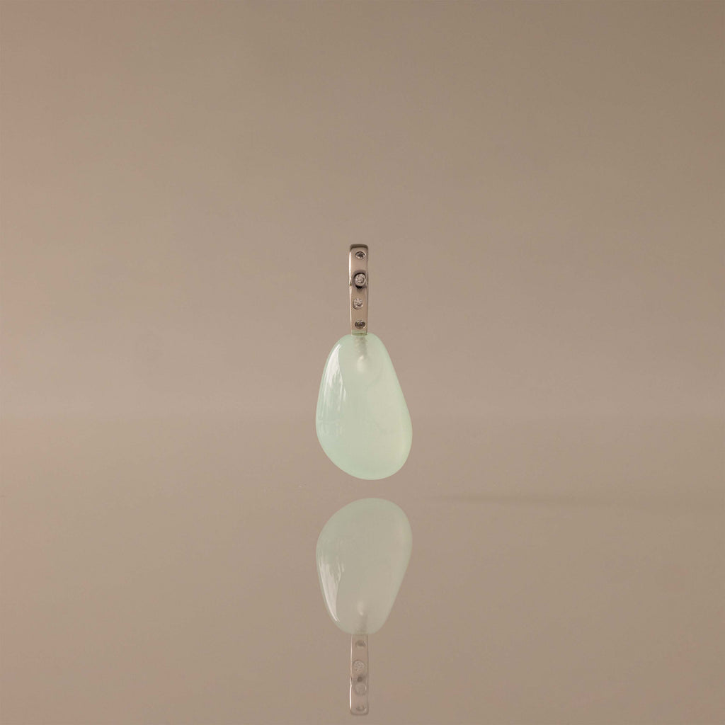 Seafoam Drop Charm in Silver