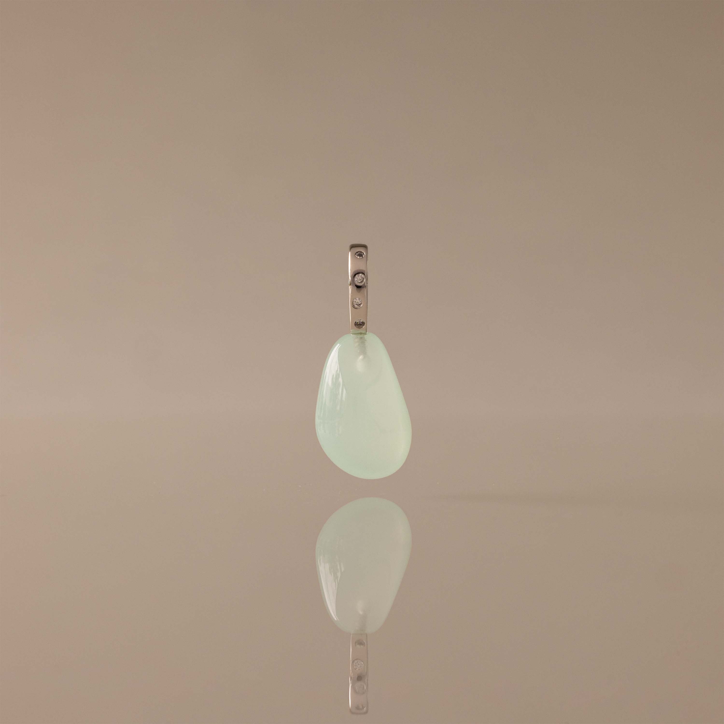Seafoam Drop Charm in Silver