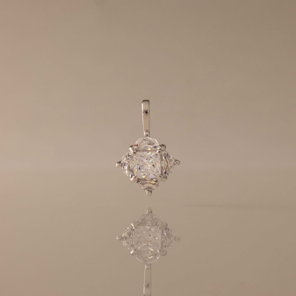 Diamond Clover Charm in Silver