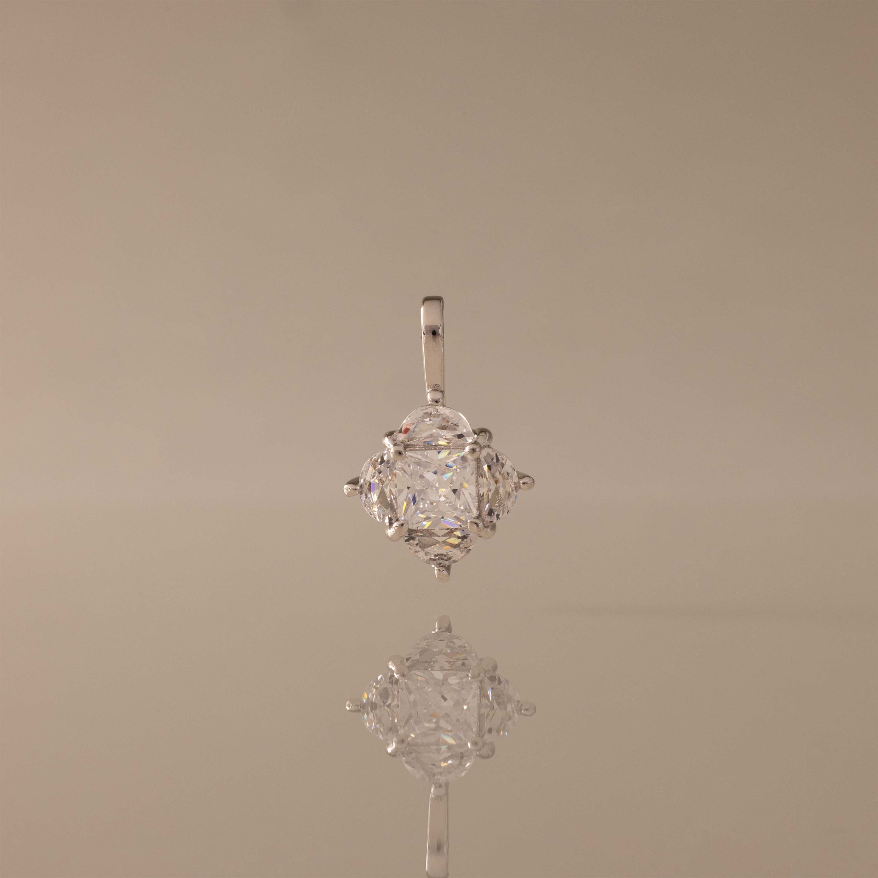 Diamond Clover Charm in Silver