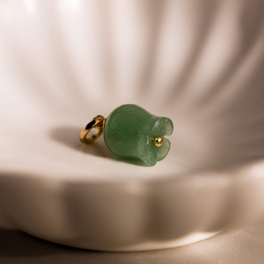 Jade Bellflower Charm in 18K Gold