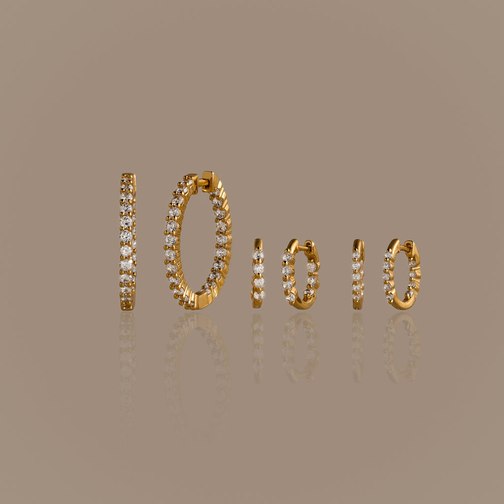 Inside Out Diamond Hoops Set in 18K Gold
