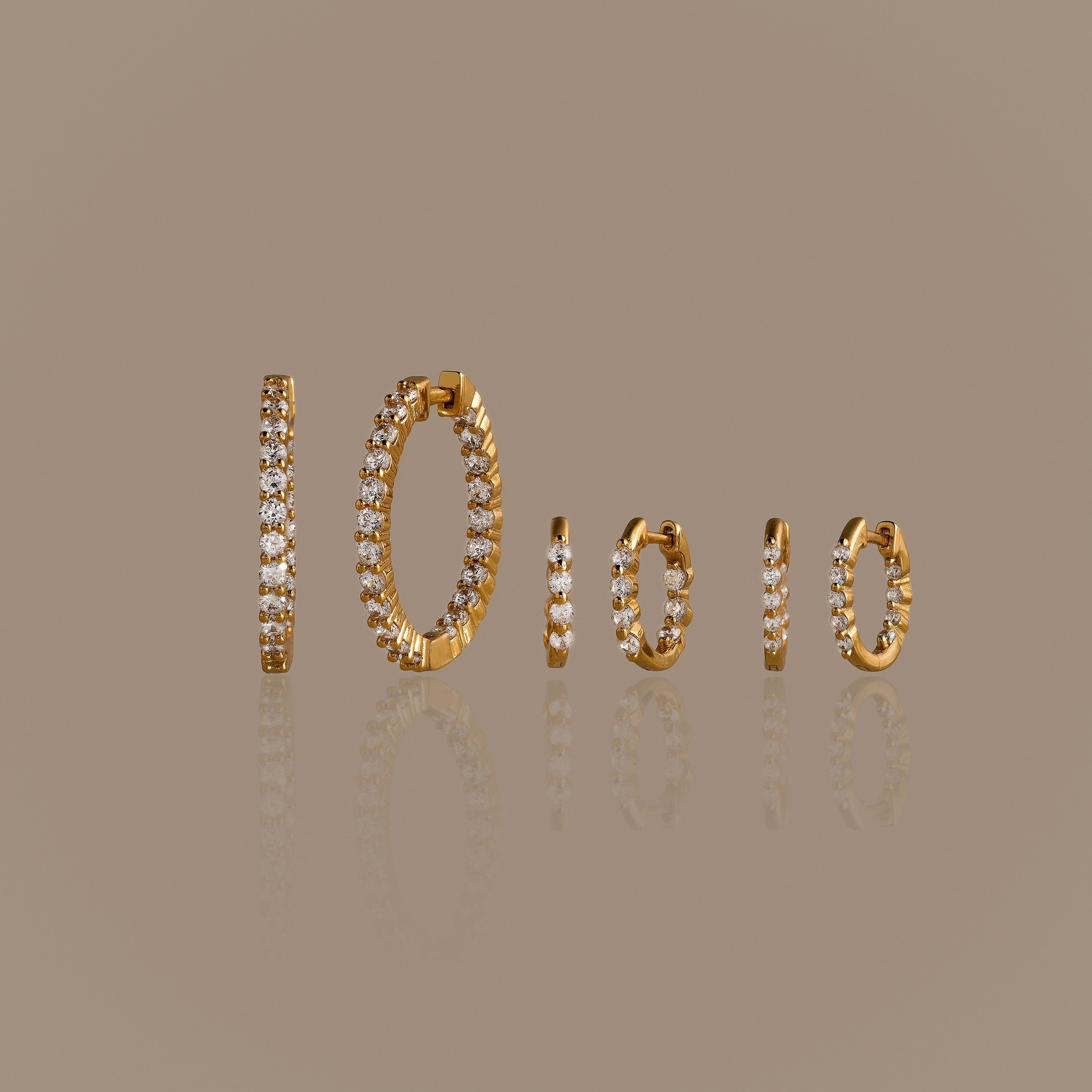 Inside Out Diamond Hoops Set in 18K Gold