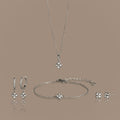 Rounded Flower Jewelry Set in Silver