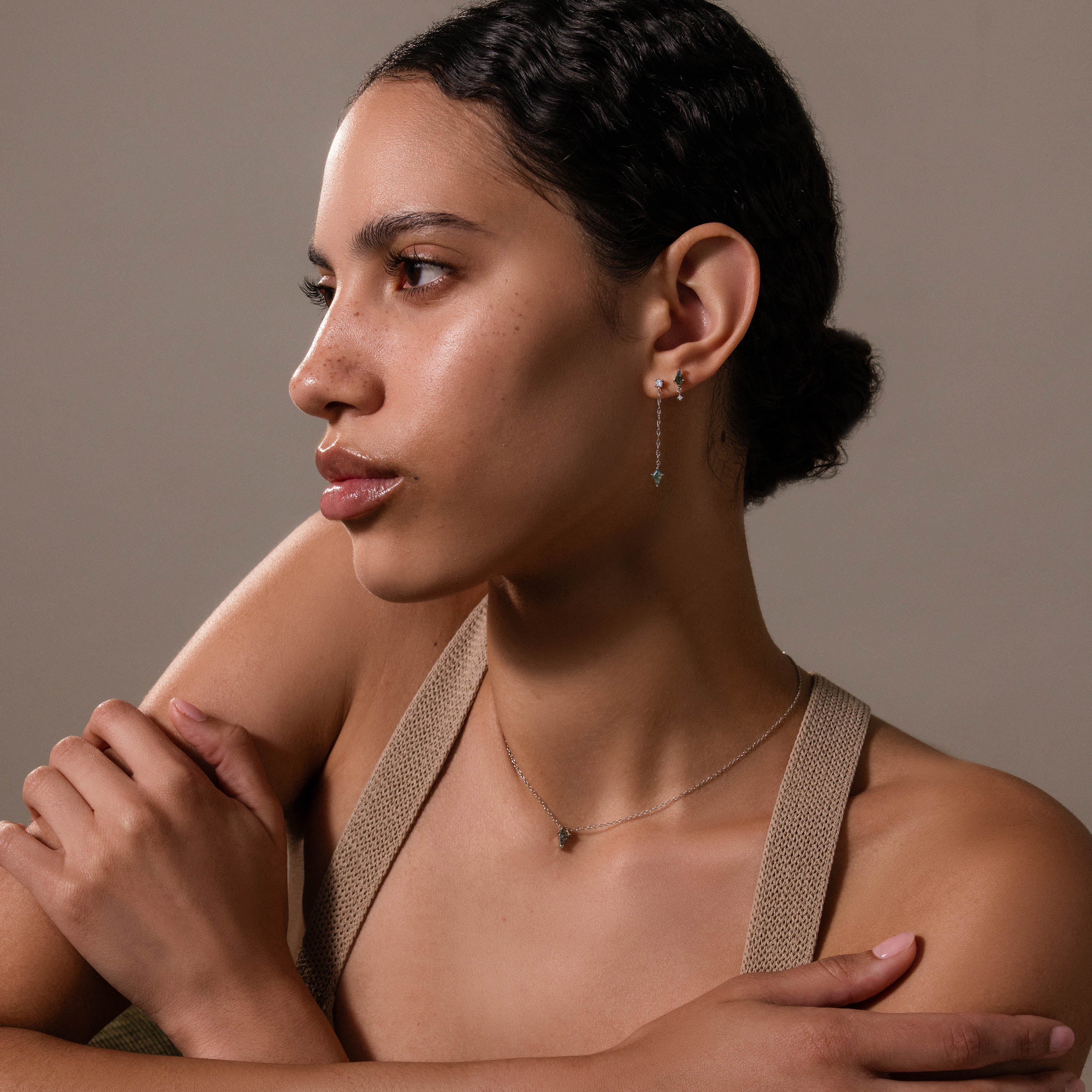 Aerial Agate Jewelry Set in Silver