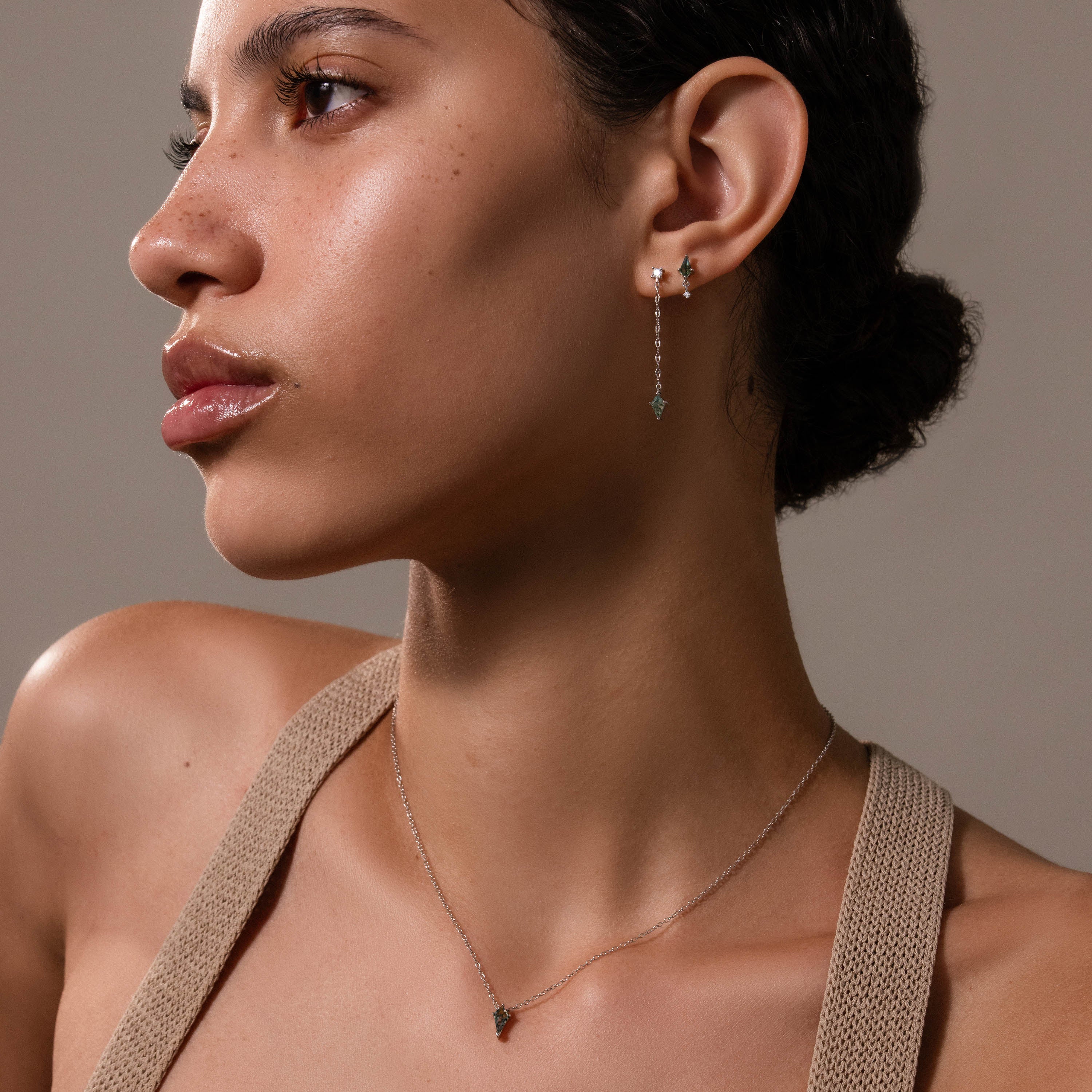Aerial Agate Jewelry Set in Silver