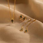 Aerial Agate Jewelry Set in 18K Gold