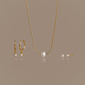 Dainty Pearl Jewelry Set in 18K Gold