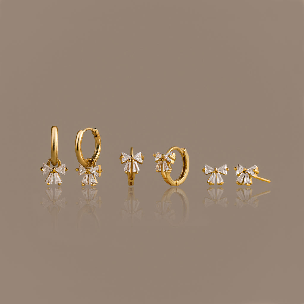 Coquette Bow Earring Set in 18K Gold