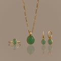 Jade Oval Jewelry Set in 18K Gold