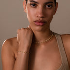 Eternity Pearl Necklace & Bracelet Set in 18K Gold