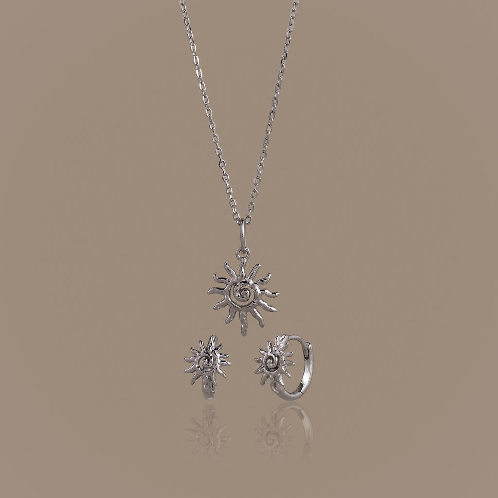 Celestial Sun Jewelry Set in Silver