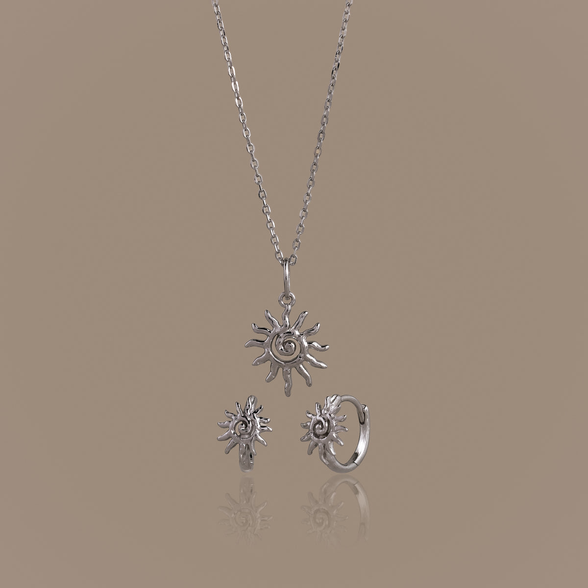 Celestial Sun Jewelry Set in Silver
