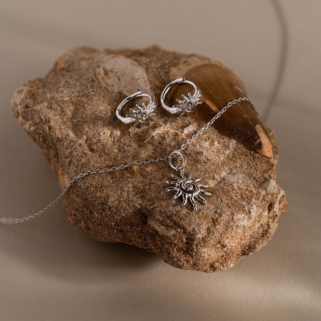 Celestial Sun Jewelry Set in Silver