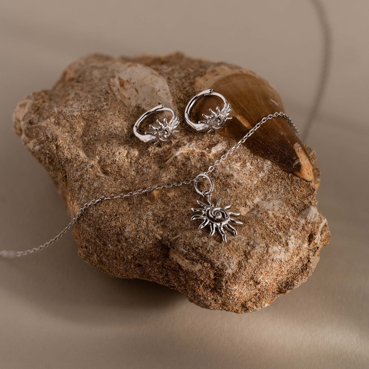 Celestial Sun Jewelry Set in Silver