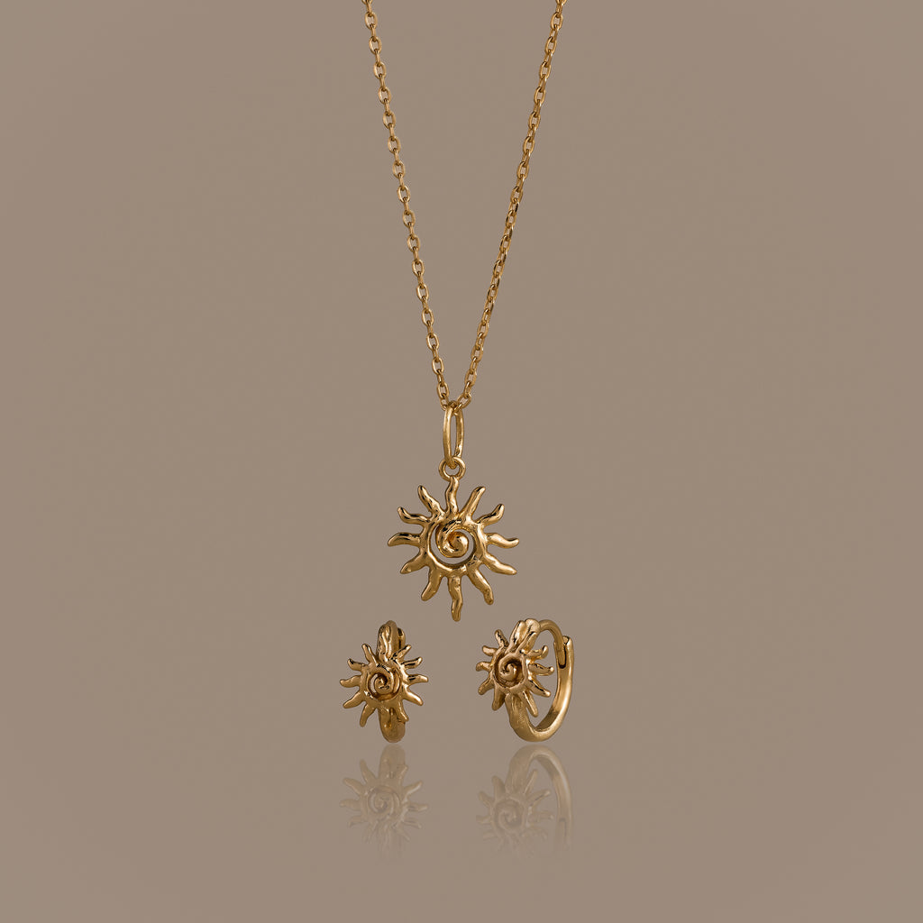 Celestial Sun Jewelry Set in 18K Gold