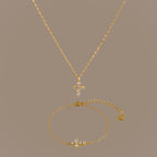 Diamond Cross Necklace & Bracelet Set in 18K Gold