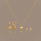 Puff Heart Jewelry Set in 18K Gold