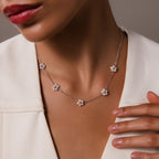 Flower Pearl Jewelry Set in Silver
