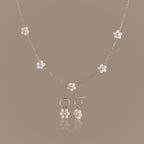 Flower Pearl Jewelry Set in Silver