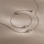 Pave Linked Necklace & Bracelet Set in Silver