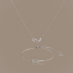 Pave Linked Necklace & Bracelet Set in Silver
