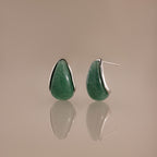 Teardrop Jade Studs in Silver