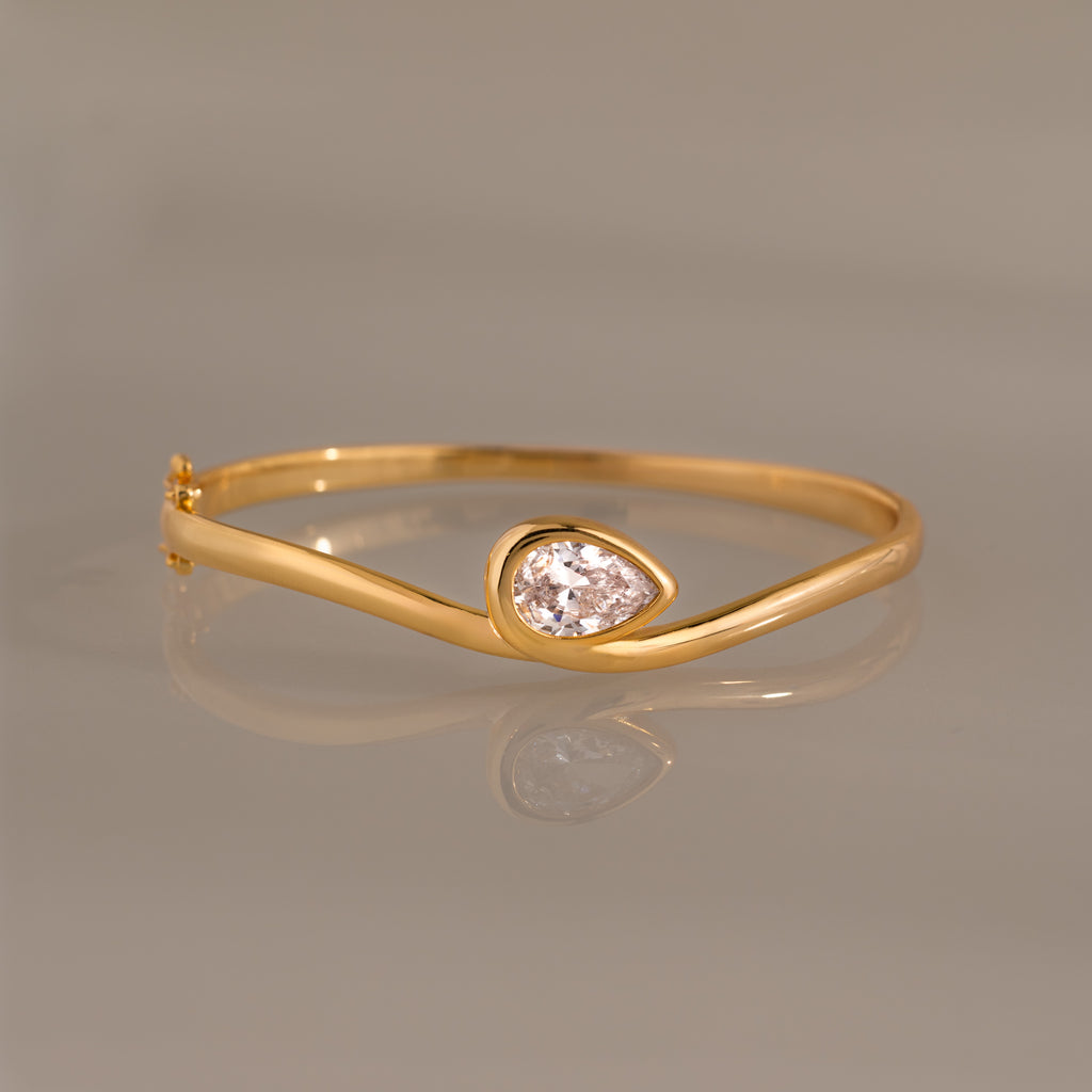 Sculpted Diamond Pear Bangle