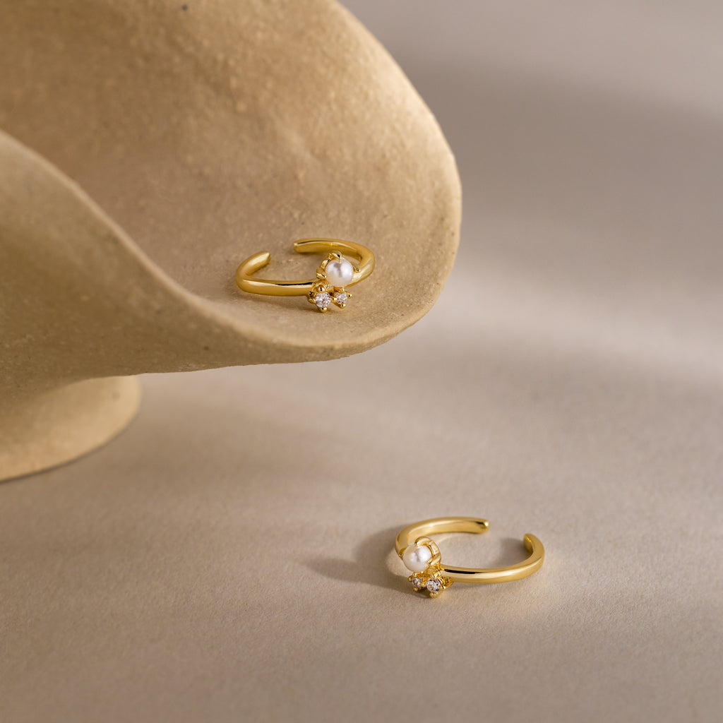 Pearl Diamond Ear Cuffs in 18K Gold
