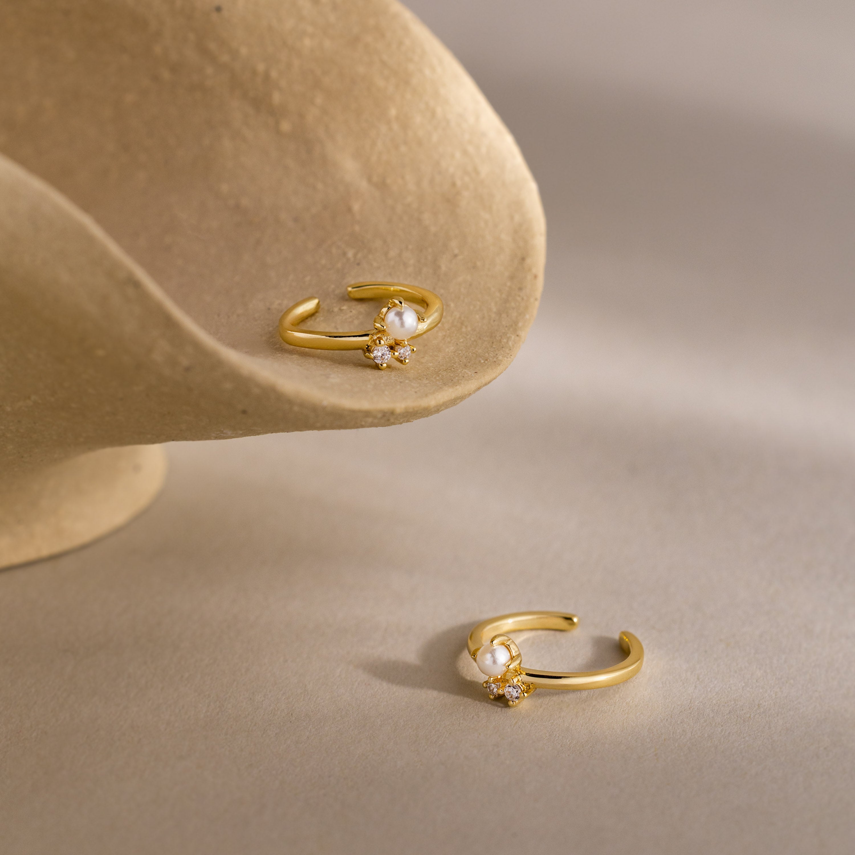 Pearl Diamond Ear Cuffs in 18K Gold