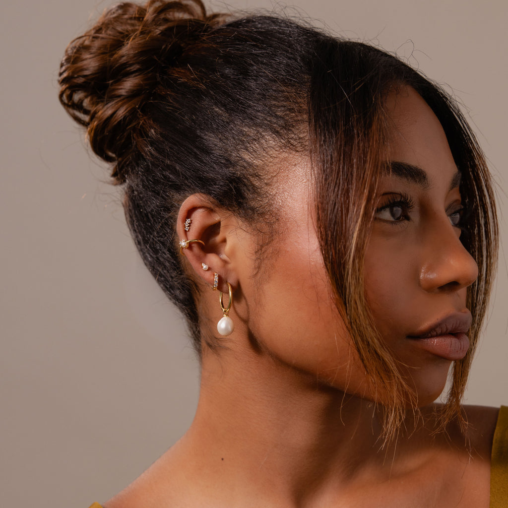 Pearl Diamond Ear Cuffs in 18K Gold