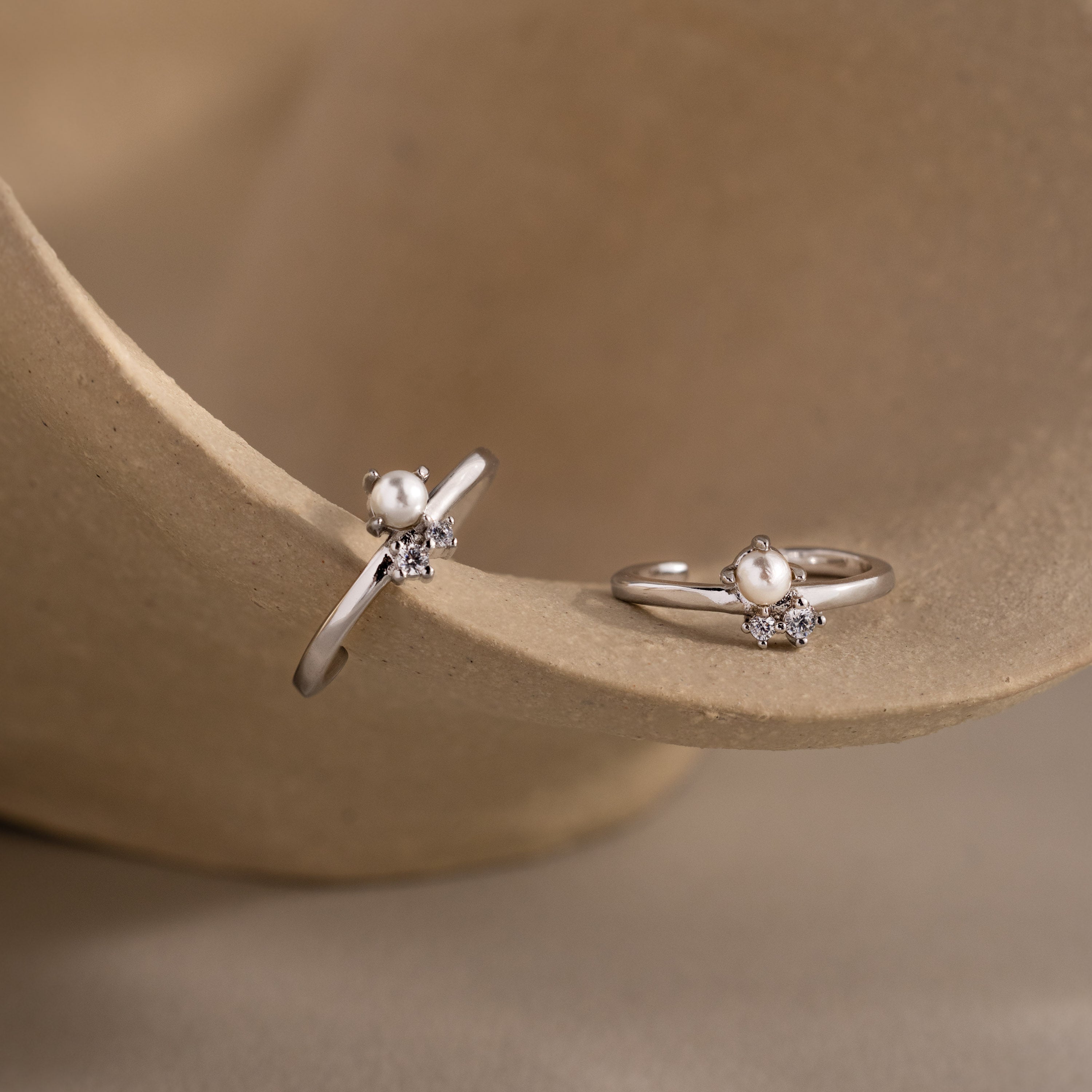 Pearl Diamond Ear Cuffs in Silver