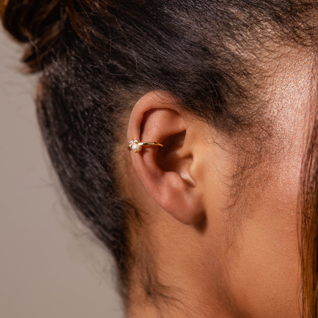 Pearl Diamond Ear Cuffs in 18K Gold