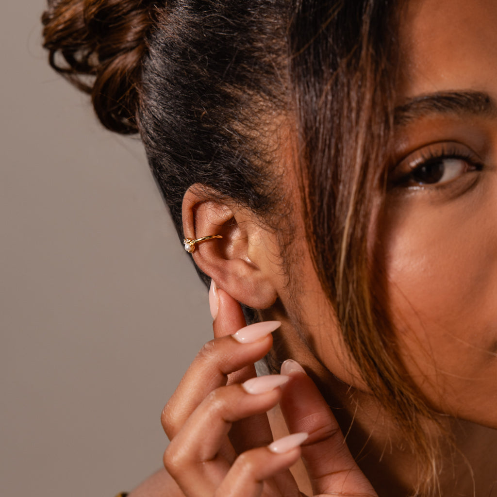 Pearl Diamond Ear Cuffs in 18K Gold