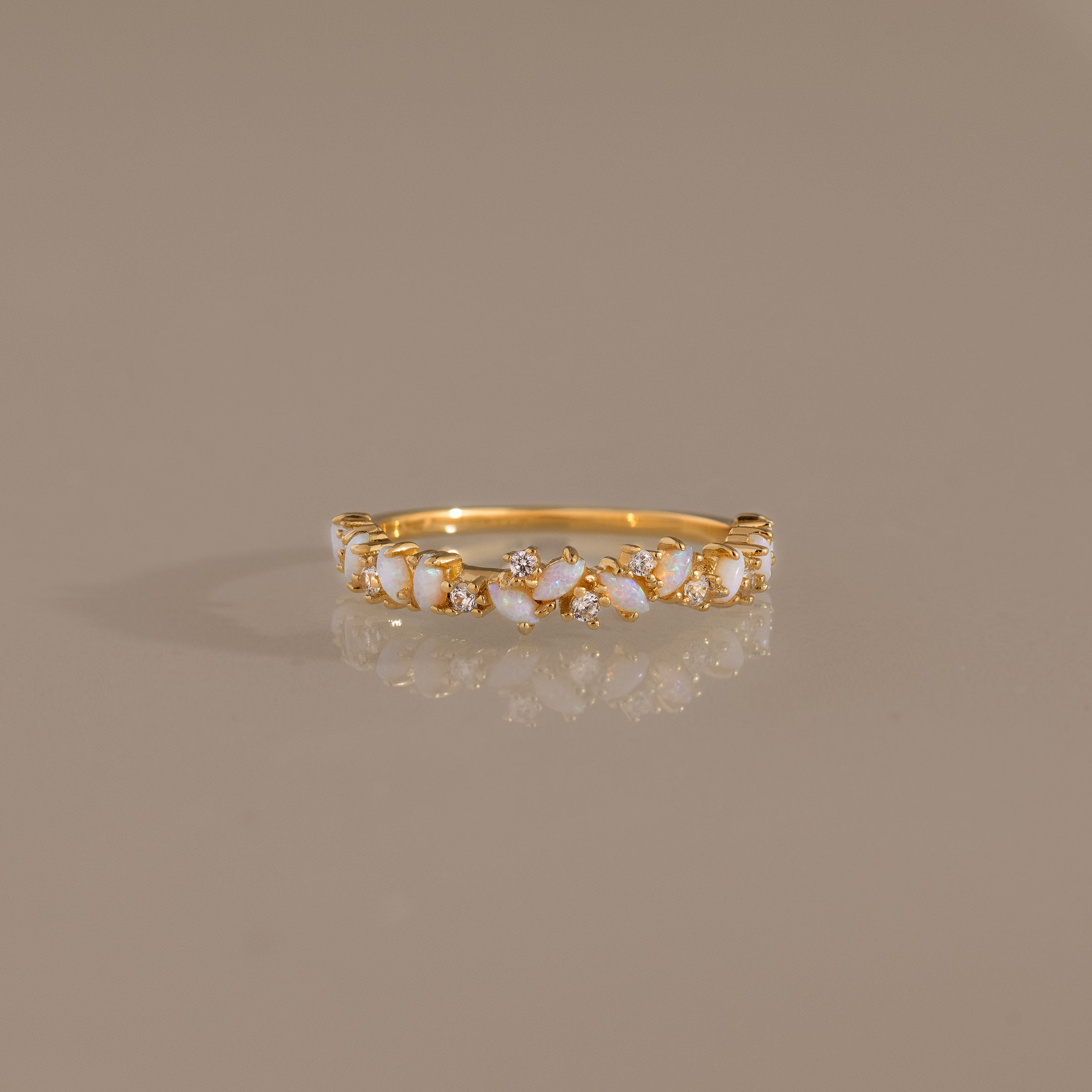 Opal Diamond Cluster Ring
