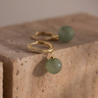 Aventurine Pave Drop Huggies in 18K Gold