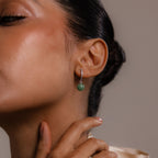 Aventurine Pave Drop Huggies in Silver