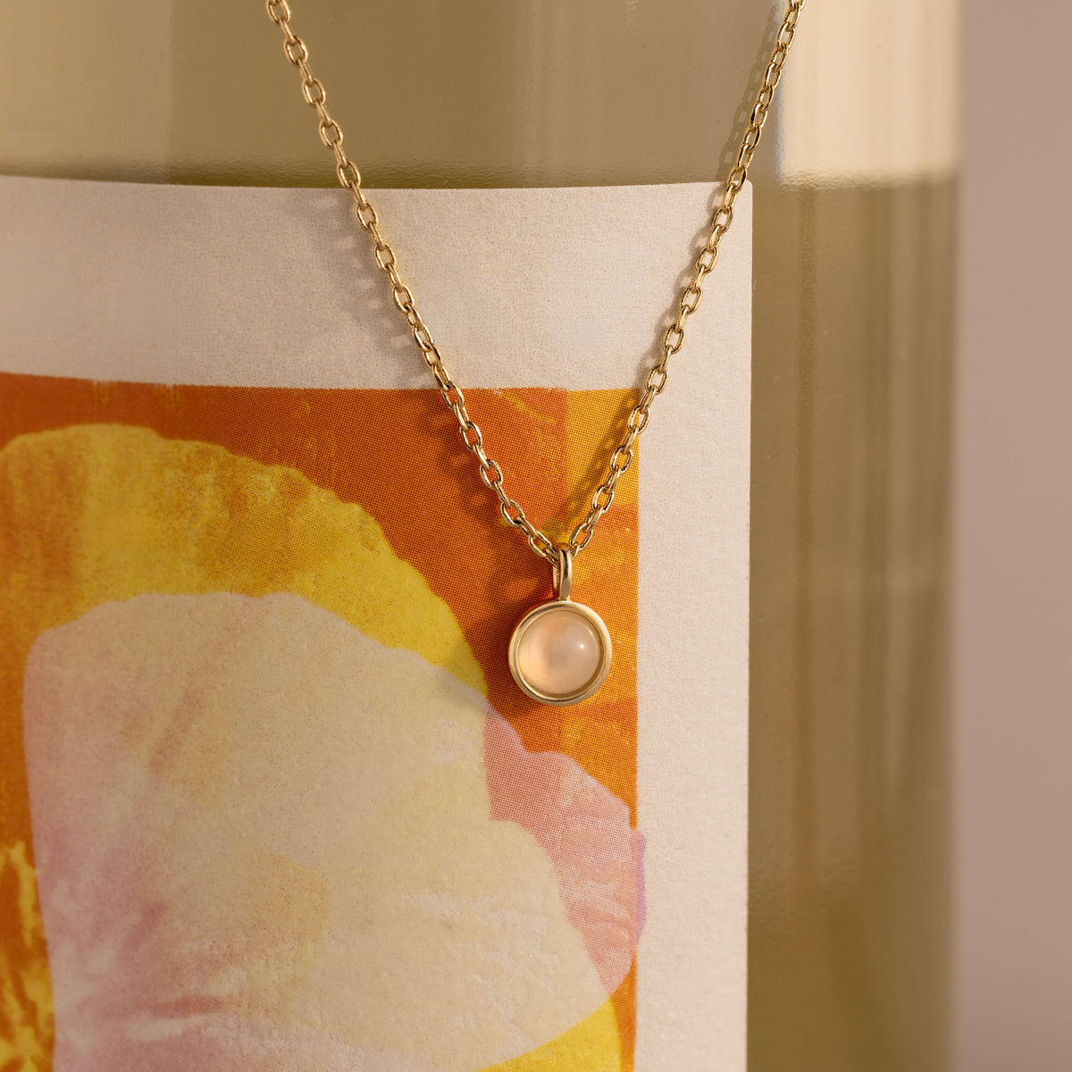 Moonstone Charm Necklace in 18K Gold