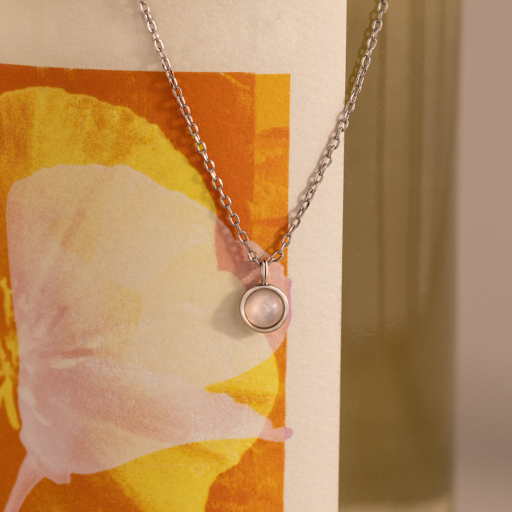 Moonstone Charm Necklace in Silver