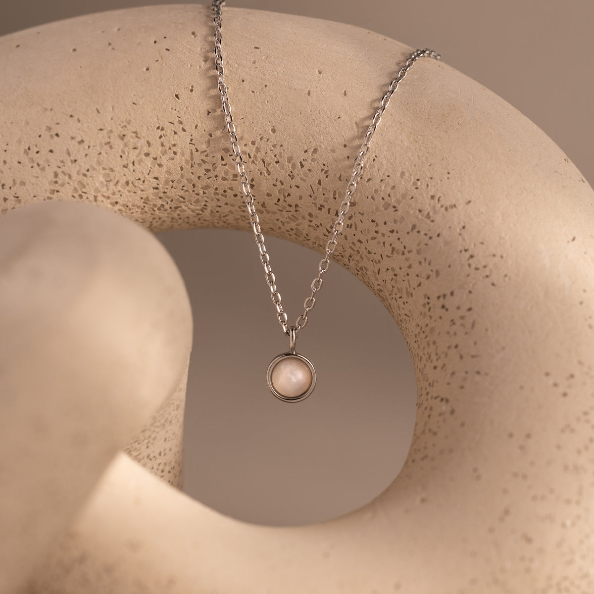 Moonstone Charm Necklace in Silver