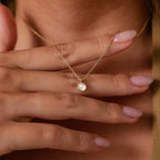 Moonstone Charm Necklace in 18K Gold