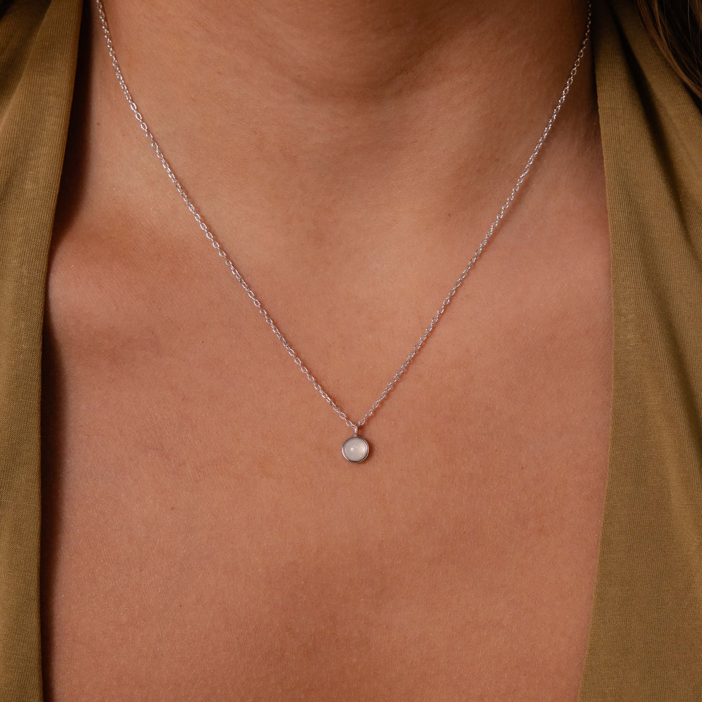 Moonstone Charm Necklace in Silver