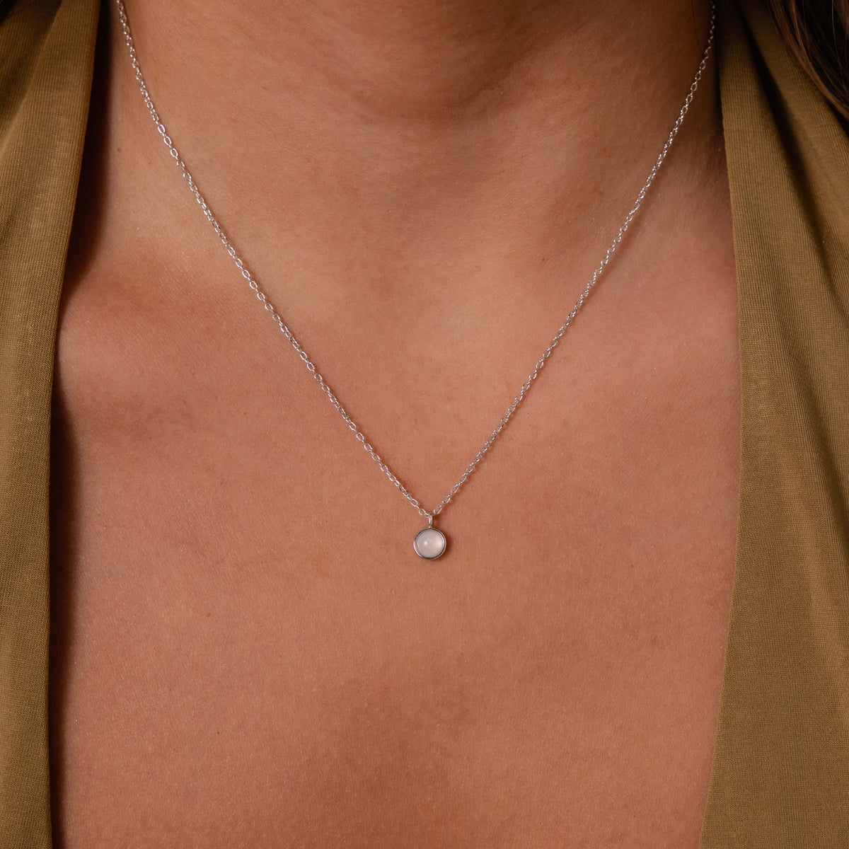 Moonstone Charm Necklace in Silver