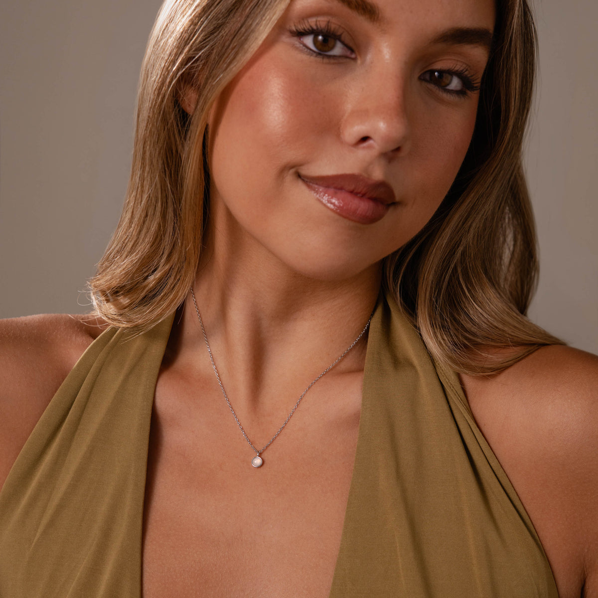 Moonstone Charm Necklace in Silver