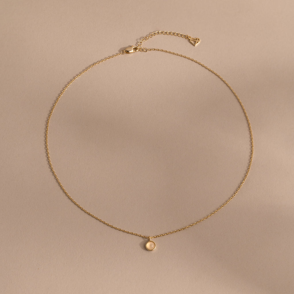 Moonstone Charm Necklace in 18K Gold