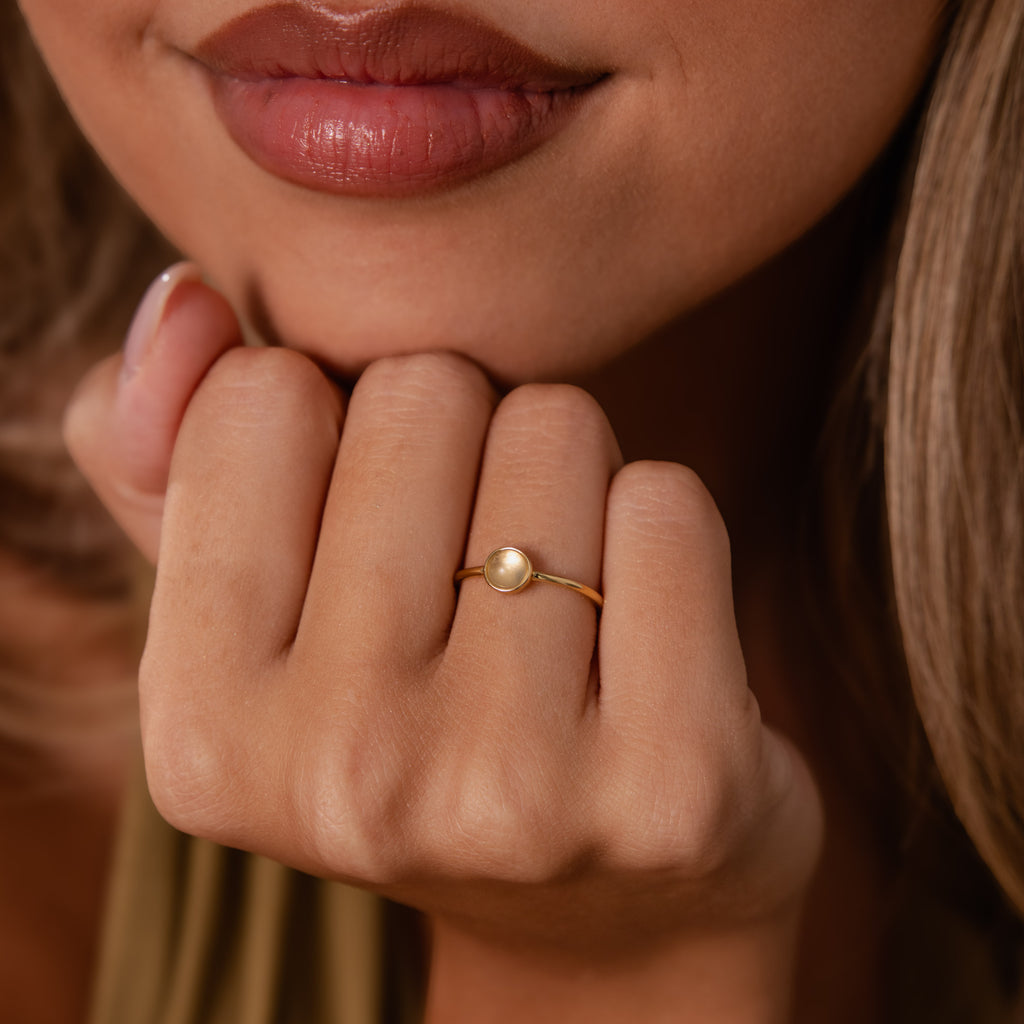 Dainty Round Moonstone Ring