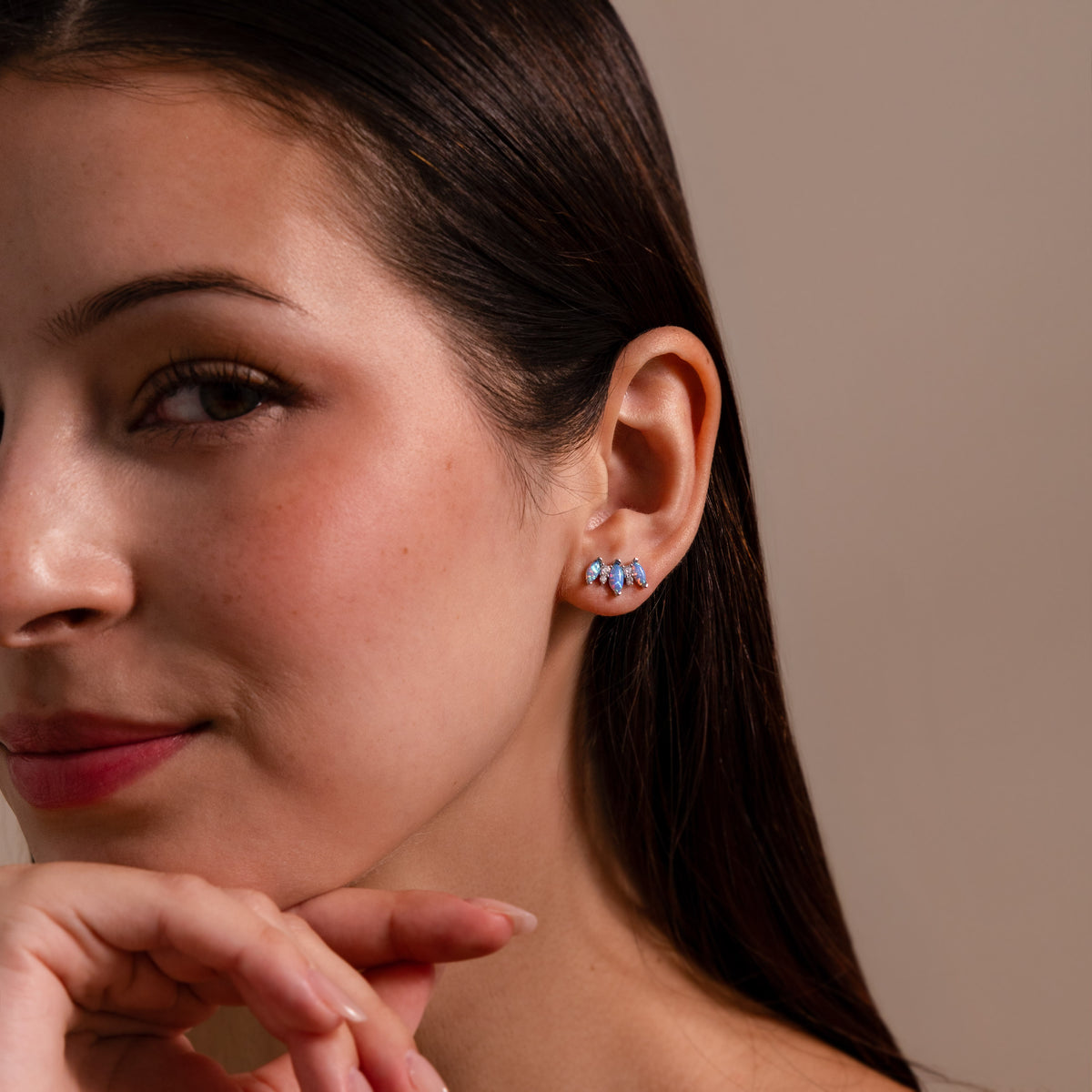 Blue Opal Starlight Bloom Studs in Silver