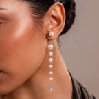 Waterfall Pearl Earrings in Silver