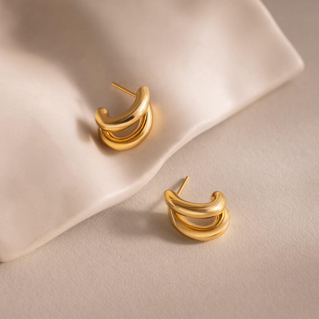 Bold Duo Hoops in 18K Gold